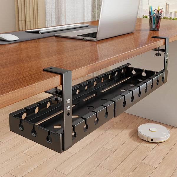 Carbon Steel Cable Management Bracket - Under-Desk Cord Organizer for Home Office & Gaming Desks