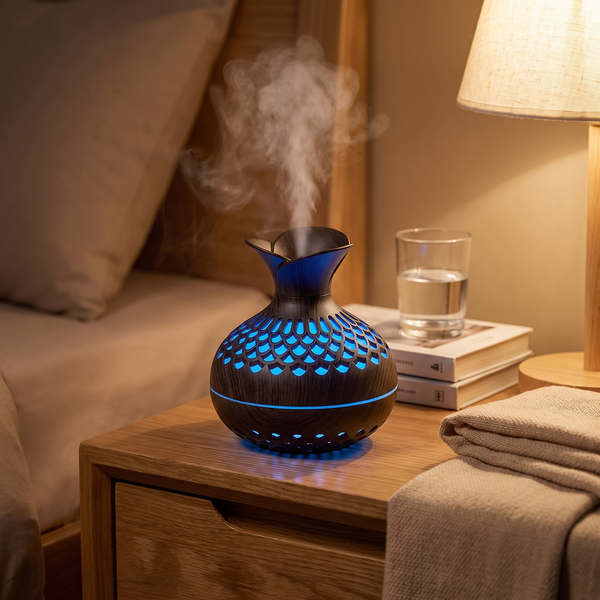 Wood Grain USB Aromatherapy Diffuser & Humidifier with LED Ambient Light