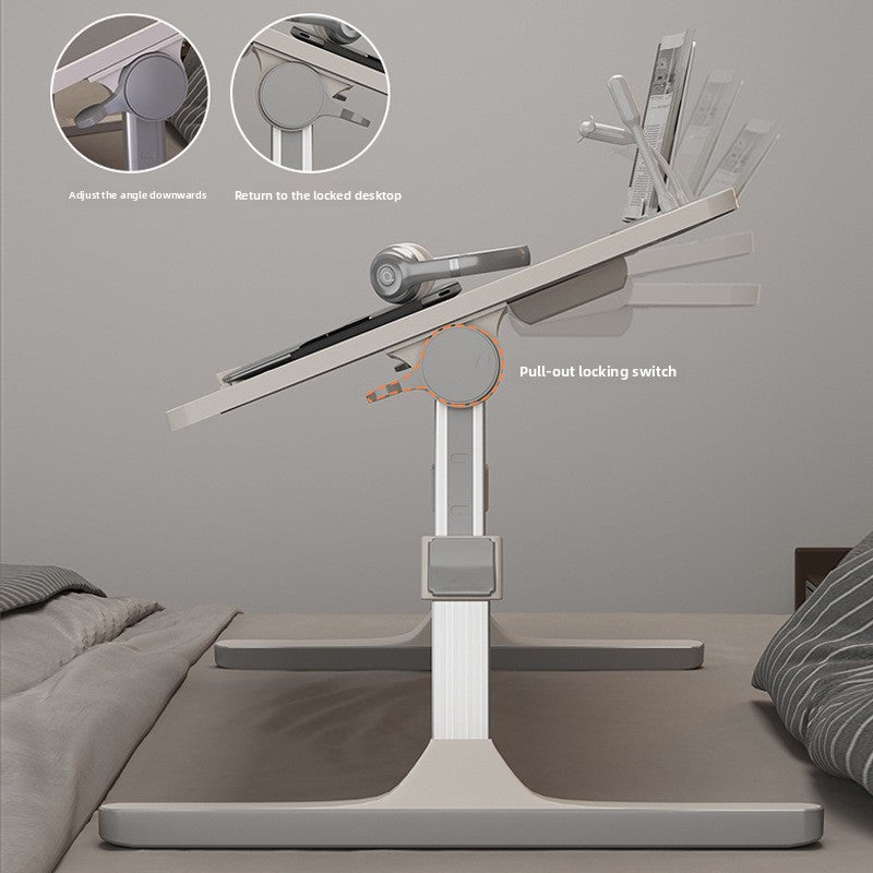 Adjustable Folding Desk with USB Port — Foldable Laptop Table with Storage Drawer & Bookshelf for Home Office Desk, Bed, Sofa & Small Spaces
