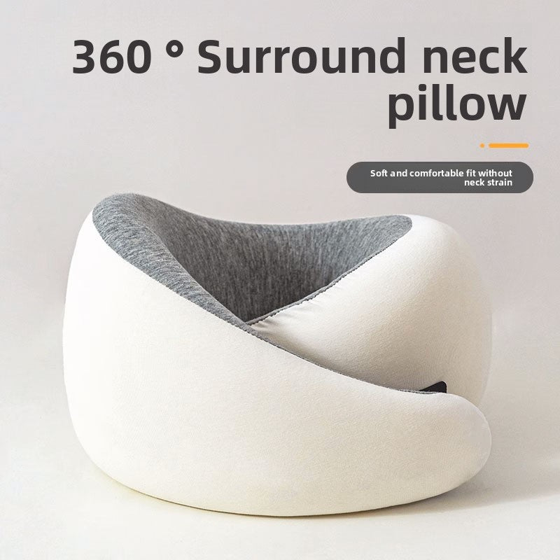 Memory Foam Travel Neck Pillow — 360° Ergonomic Support with Cool Modal Cover for Flights, Road Trips & Desk Naps