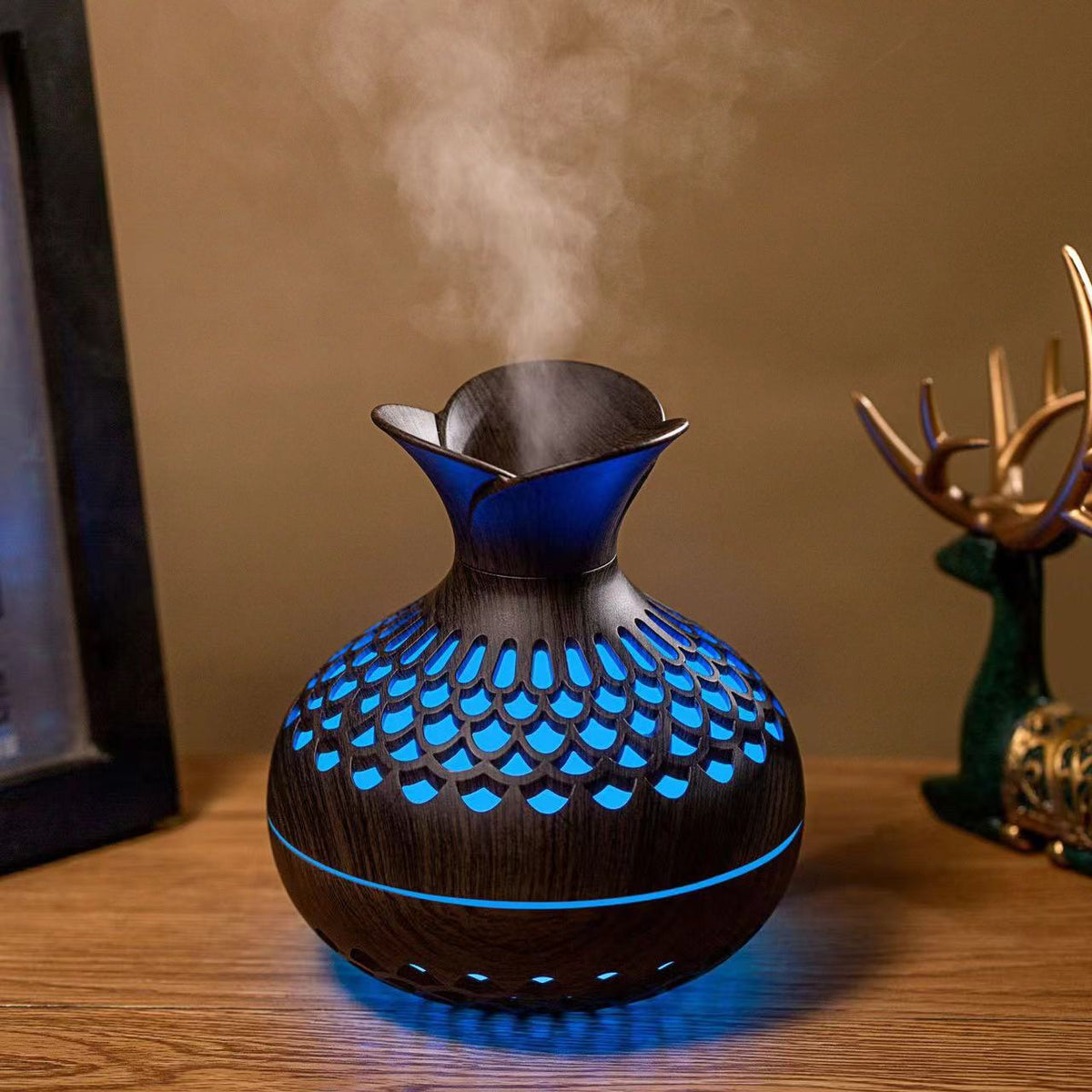 Wood Grain USB Aromatherapy Diffuser & Humidifier with LED Ambient Light
