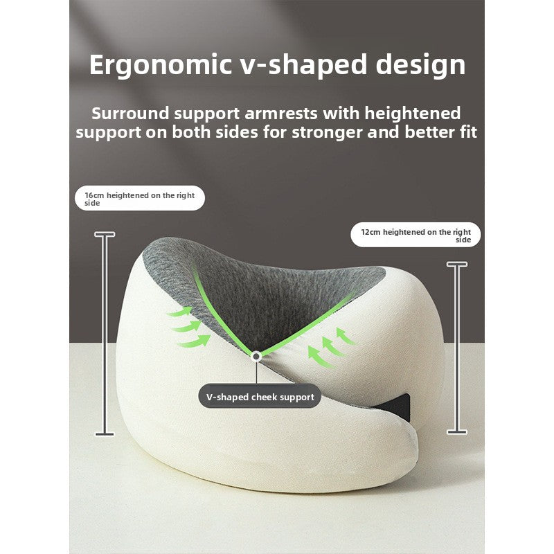 Memory Foam Travel Neck Pillow — 360° Ergonomic Support with Cool Modal Cover for Flights, Road Trips & Desk Naps