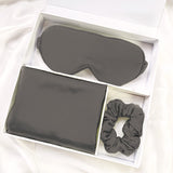 100% Mulberry Silk Sleep Set — Double-Sided Pillowcase, Eye Mask & Scrunchie for Hair, Skin & Deep Sleep