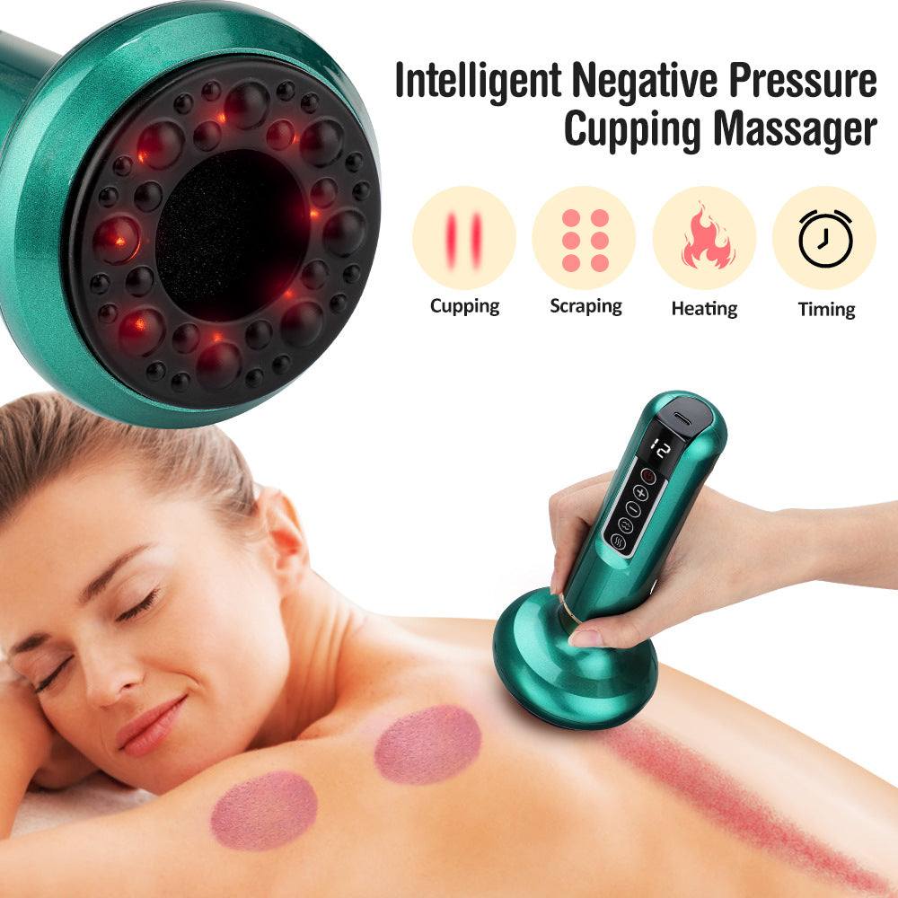 Electric Cupping Therapy Device with Heat — Cordless Vacuum & Gua Sha Massager for Back, Shoulders & Legs