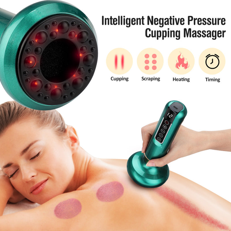 Electric Cupping Therapy Device with Heat — Cordless Vacuum & Gua Sha Massager for Back, Shoulders & Legs