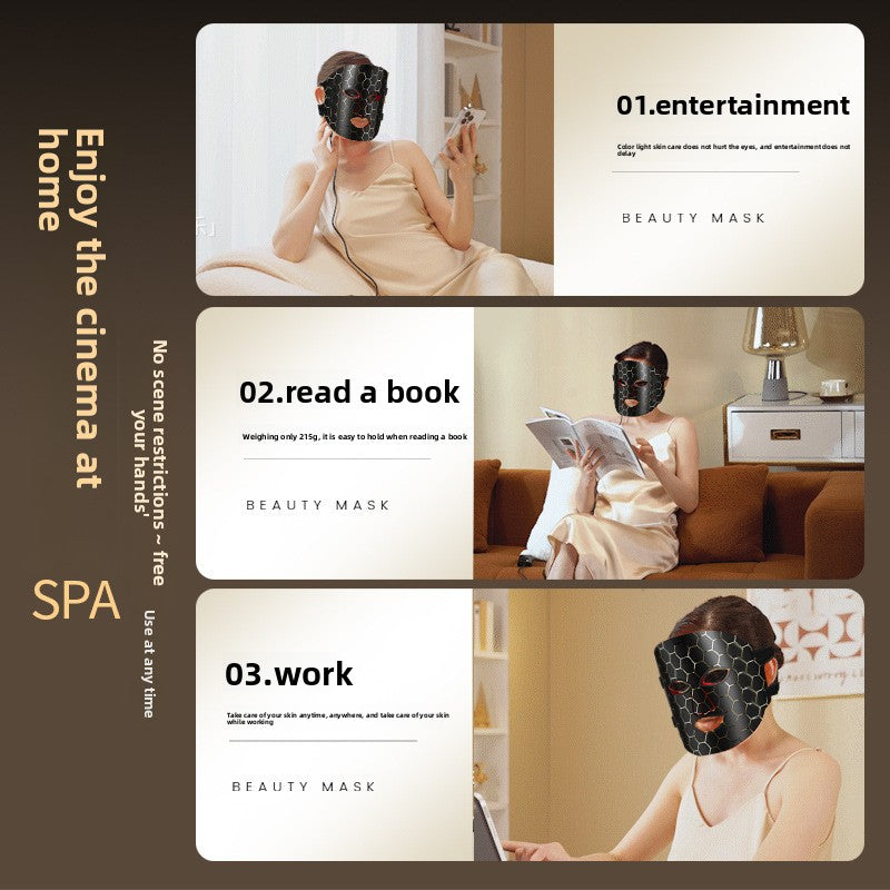 Silicone Photon LED Face Mask — Red & Blue Light Therapy for Skin Rejuvenation & Blemish Care