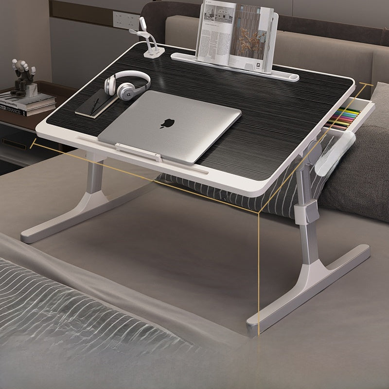 Adjustable Folding Desk with USB Port — Foldable Laptop Table with Storage Drawer & Bookshelf for Home Office Desk, Bed, Sofa & Small Spaces