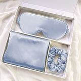 100% Mulberry Silk Sleep Set — Double-Sided Pillowcase, Eye Mask & Scrunchie for Hair, Skin & Deep Sleep