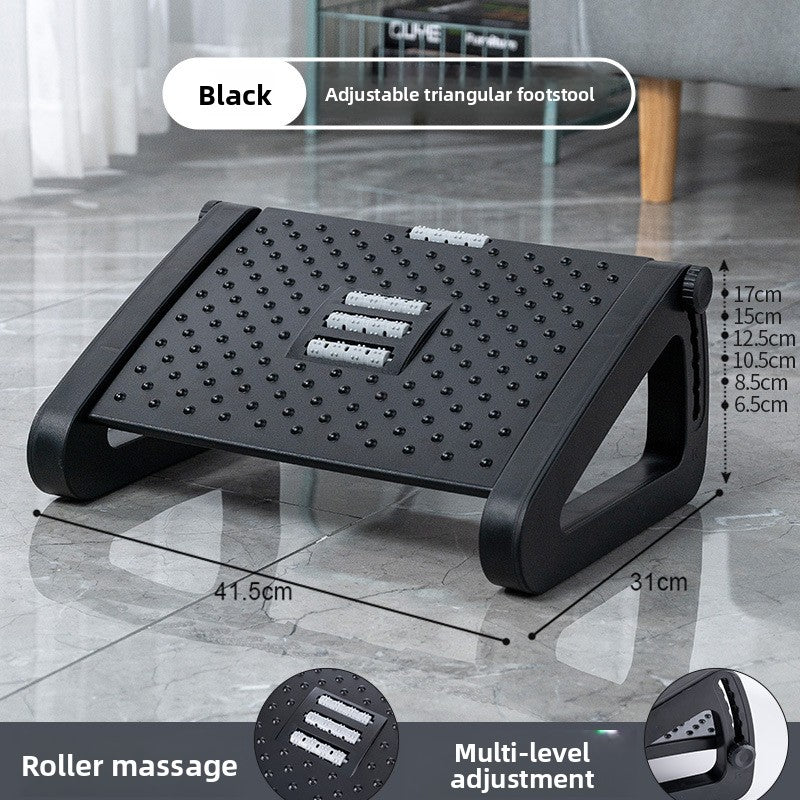 Adjustable Under-Desk Footrest — Ergonomic Tilting Foot Stool with Massage Rollers for Office Chair, Home Office & Leg Fatigue