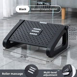 Adjustable Under-Desk Footrest — Ergonomic Tilting Foot Stool with Massage Rollers for Office Chair, Home Office & Leg Fatigue