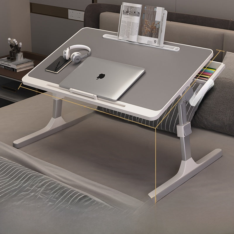 Adjustable Folding Desk with USB Port — Foldable Laptop Table with Storage Drawer & Bookshelf for Home Office Desk, Bed, Sofa & Small Spaces