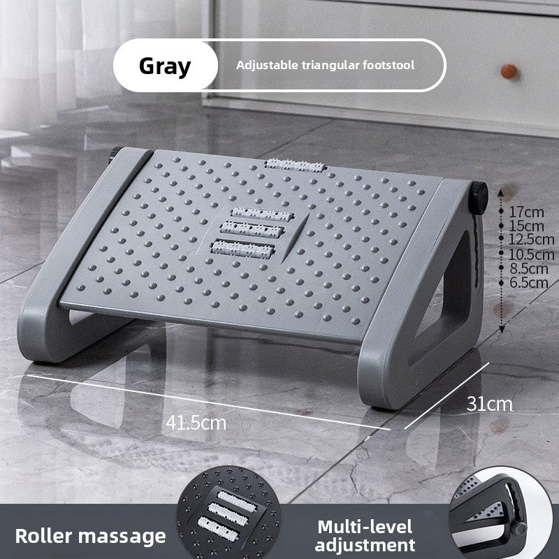 Adjustable Under-Desk Footrest — Ergonomic Tilting Foot Stool with Massage Rollers for Office Chair, Home Office & Leg Fatigue