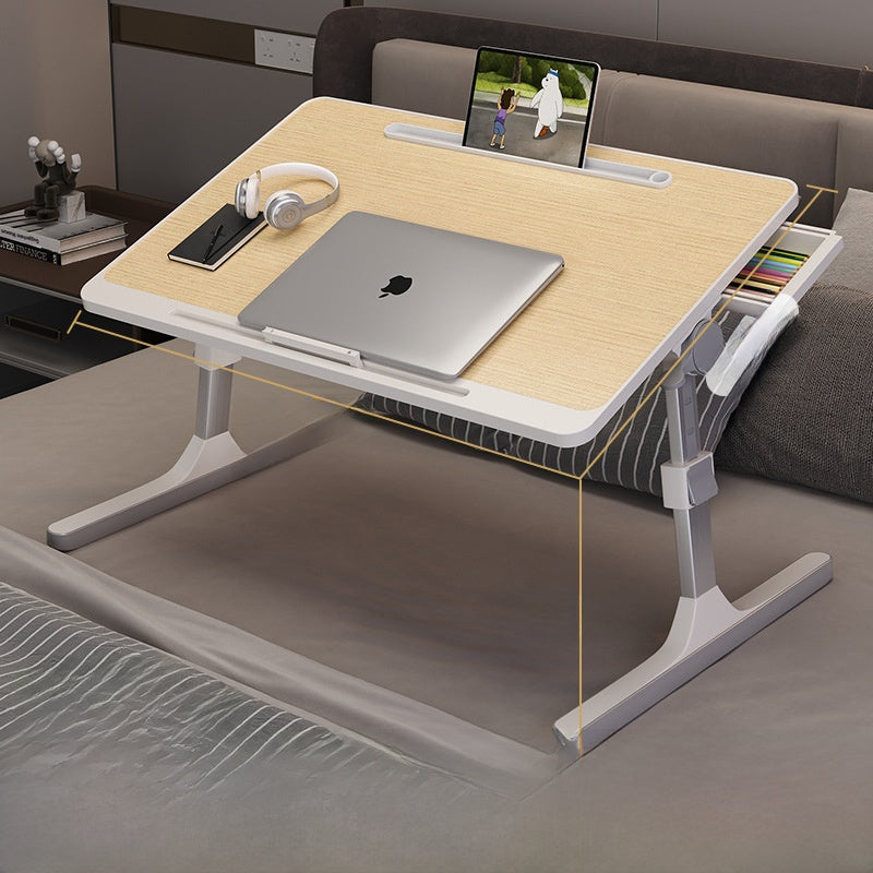 Adjustable Folding Desk with USB Port — Foldable Laptop Table with Storage Drawer & Bookshelf for Home Office Desk, Bed, Sofa & Small Spaces