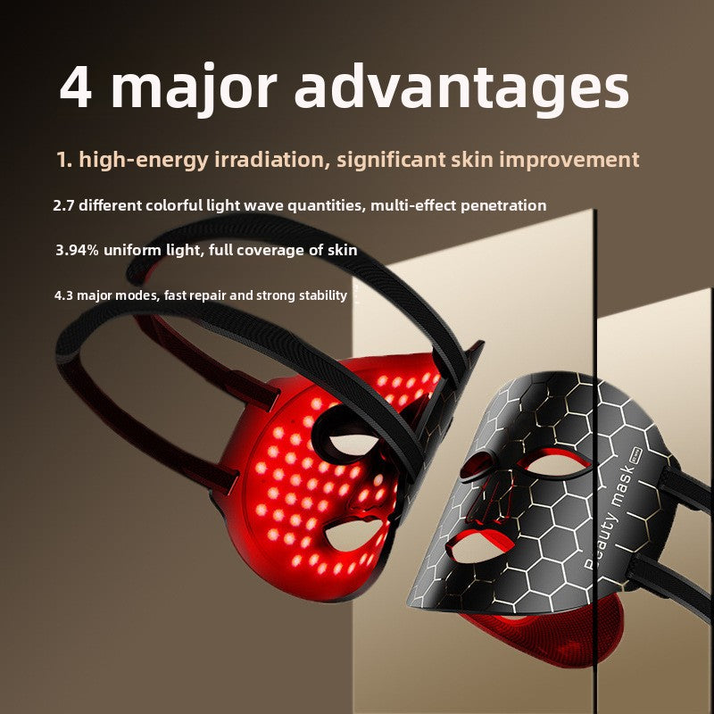 Silicone Photon LED Face Mask — Red & Blue Light Therapy for Skin Rejuvenation & Blemish Care