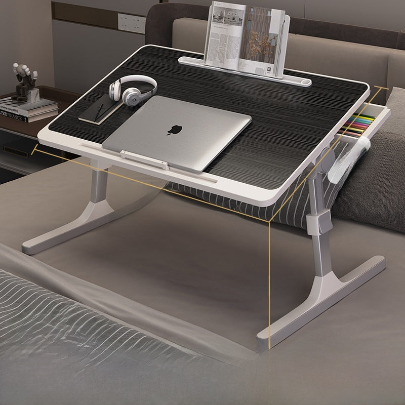 Adjustable Folding Desk with USB Port — Foldable Laptop Table with Storage Drawer & Bookshelf for Home Office Desk, Bed, Sofa & Small Spaces