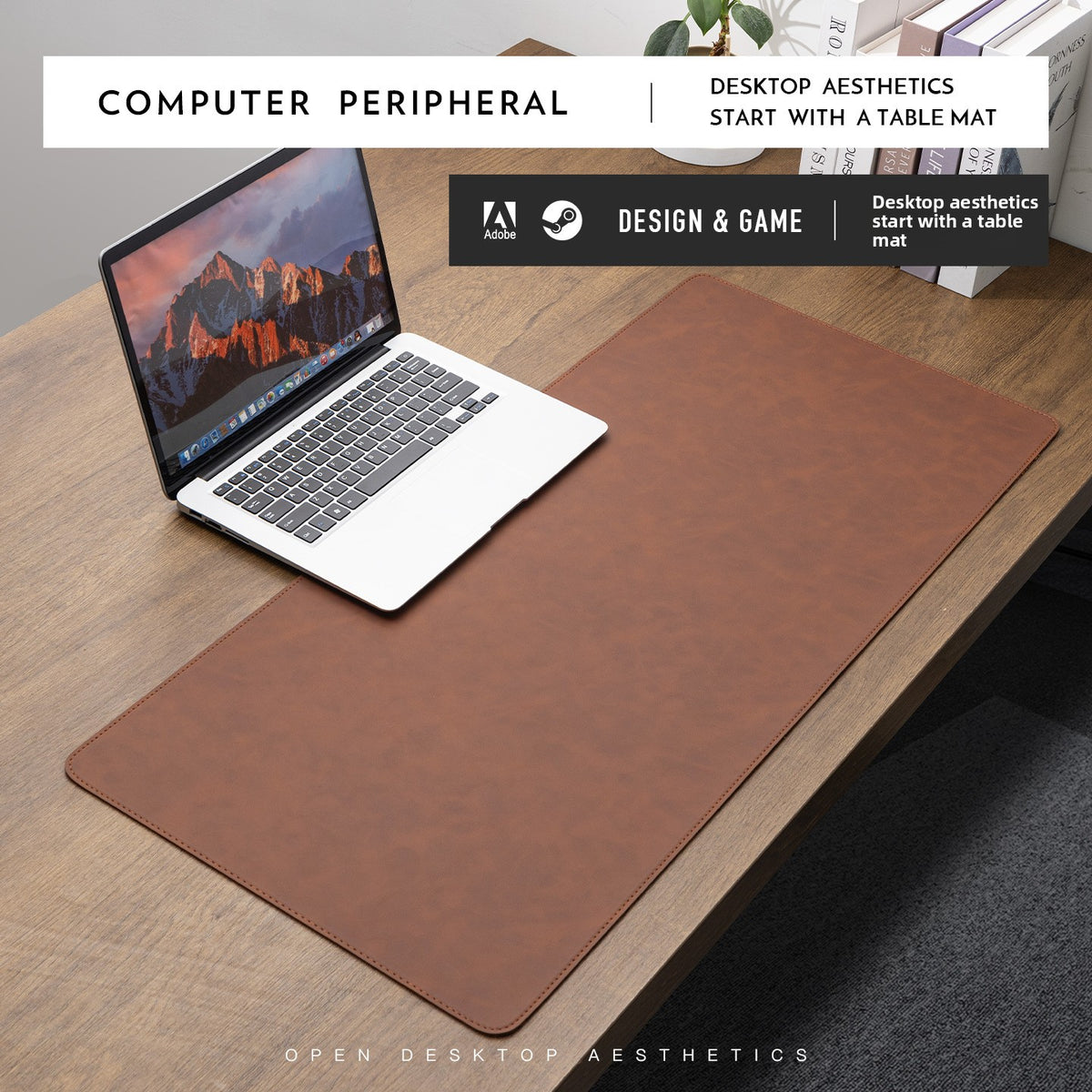 PU Leather Desk Mat with Mouse Pad — Waterproof Non-Slip Desk Protector for Office, Gaming & Home Workspaces