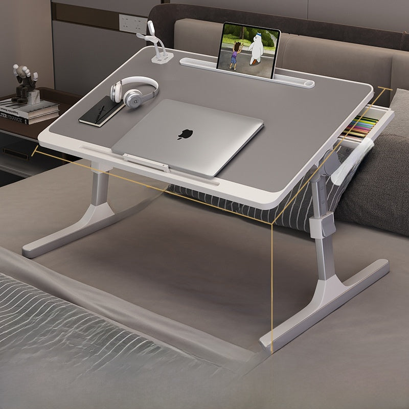 Adjustable Folding Desk with USB Port — Foldable Laptop Table with Storage Drawer & Bookshelf for Home Office Desk, Bed, Sofa & Small Spaces