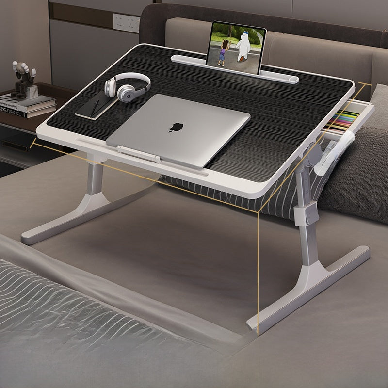 Adjustable Folding Desk with USB Port — Foldable Laptop Table with Storage Drawer & Bookshelf for Home Office Desk, Bed, Sofa & Small Spaces