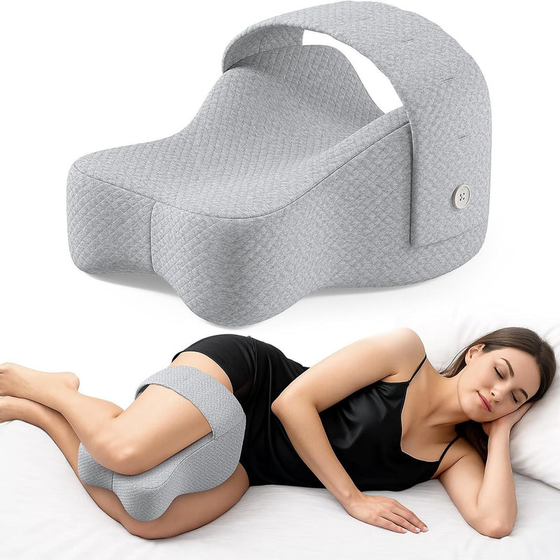 Memory Foam Knee Pillow with Adjustable Strap — Ergonomic Leg Pillow for Side Sleepers, Hip & Lower Back Pain Relief
