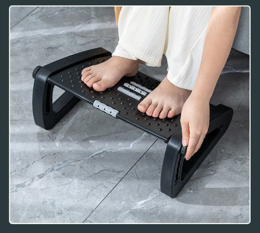 Adjustable Under-Desk Footrest — Ergonomic Tilting Foot Stool with Massage Rollers for Office Chair, Home Office & Leg Fatigue