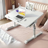 Adjustable Folding Desk with USB Port — Foldable Laptop Table with Storage Drawer & Bookshelf for Home Office Desk, Bed, Sofa & Small Spaces