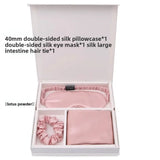 Silk pillowcase, eye mask, and scrunchie set