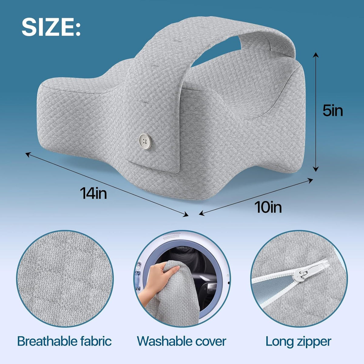 Memory Foam Knee Pillow with Adjustable Strap — Ergonomic Leg Pillow for Side Sleepers, Hip & Lower Back Pain Relief