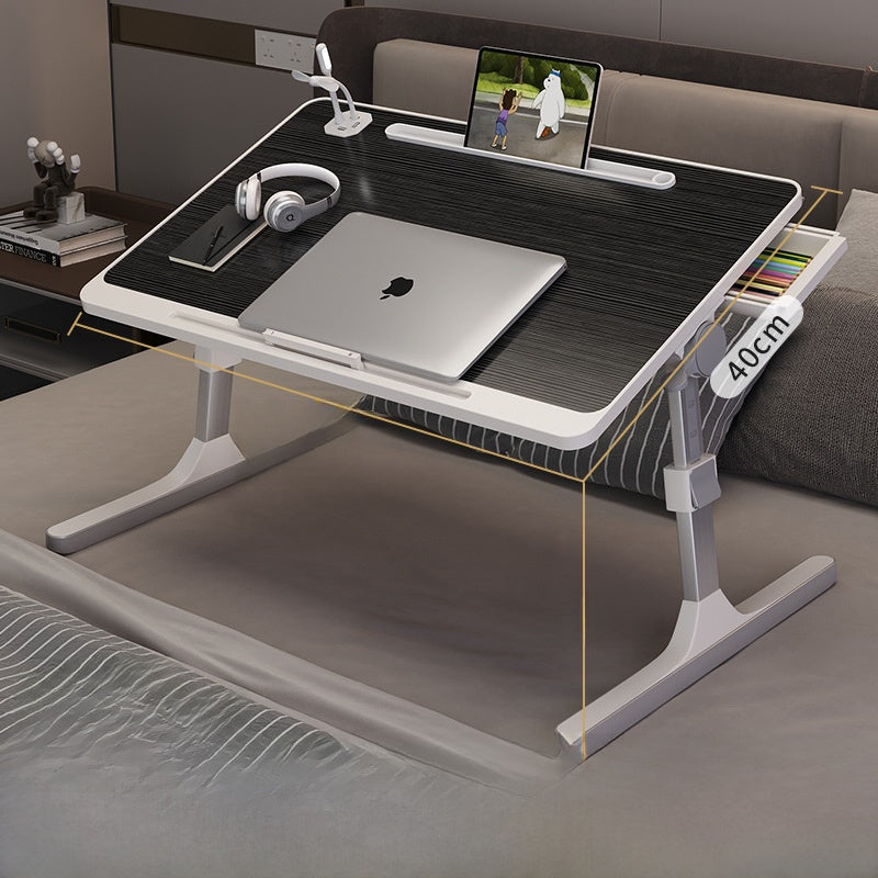 Adjustable Folding Desk with USB Port — Foldable Laptop Table with Storage Drawer & Bookshelf for Home Office Desk, Bed, Sofa & Small Spaces