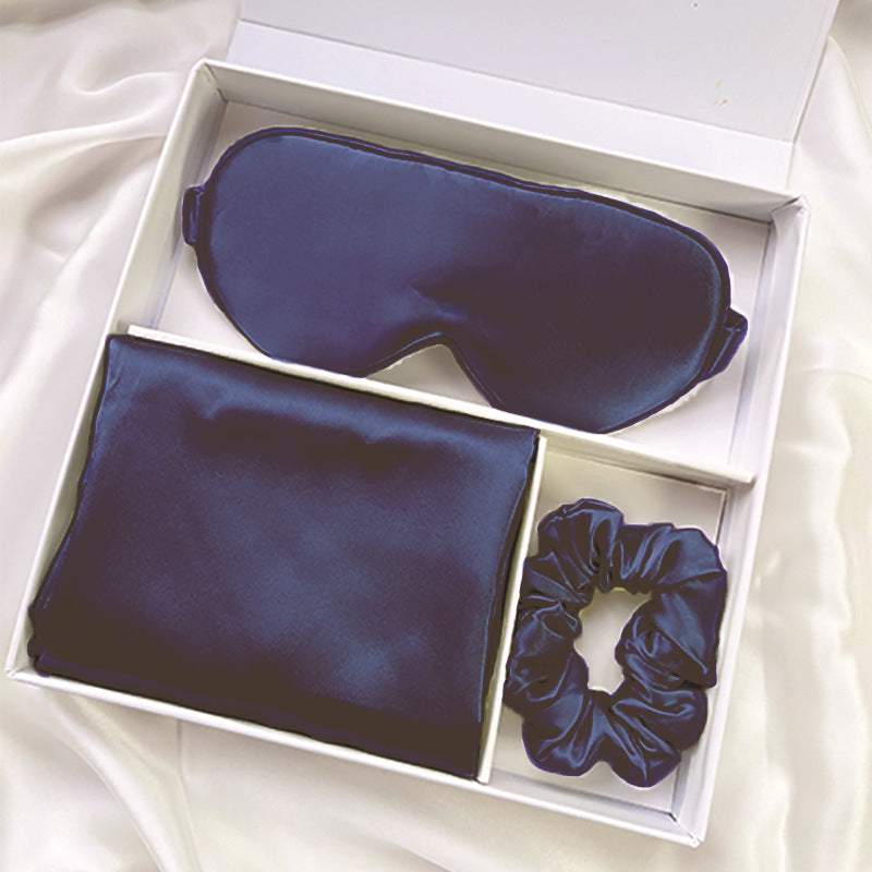 100% Mulberry Silk Sleep Set — Double-Sided Pillowcase, Eye Mask & Scrunchie for Hair, Skin & Deep Sleep
