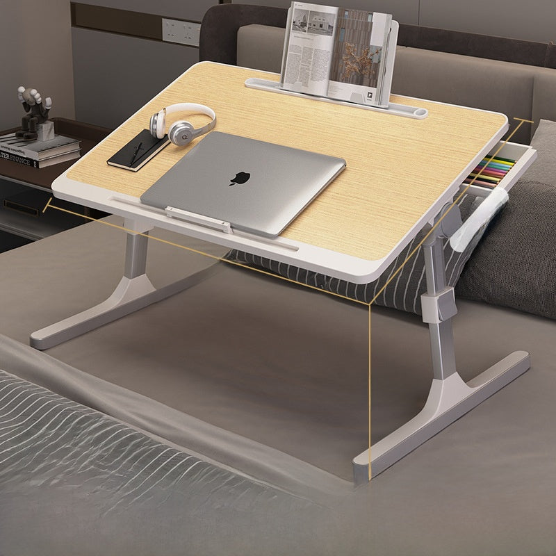 Adjustable Folding Desk with USB Port — Foldable Laptop Table with Storage Drawer & Bookshelf for Home Office Desk, Bed, Sofa & Small Spaces