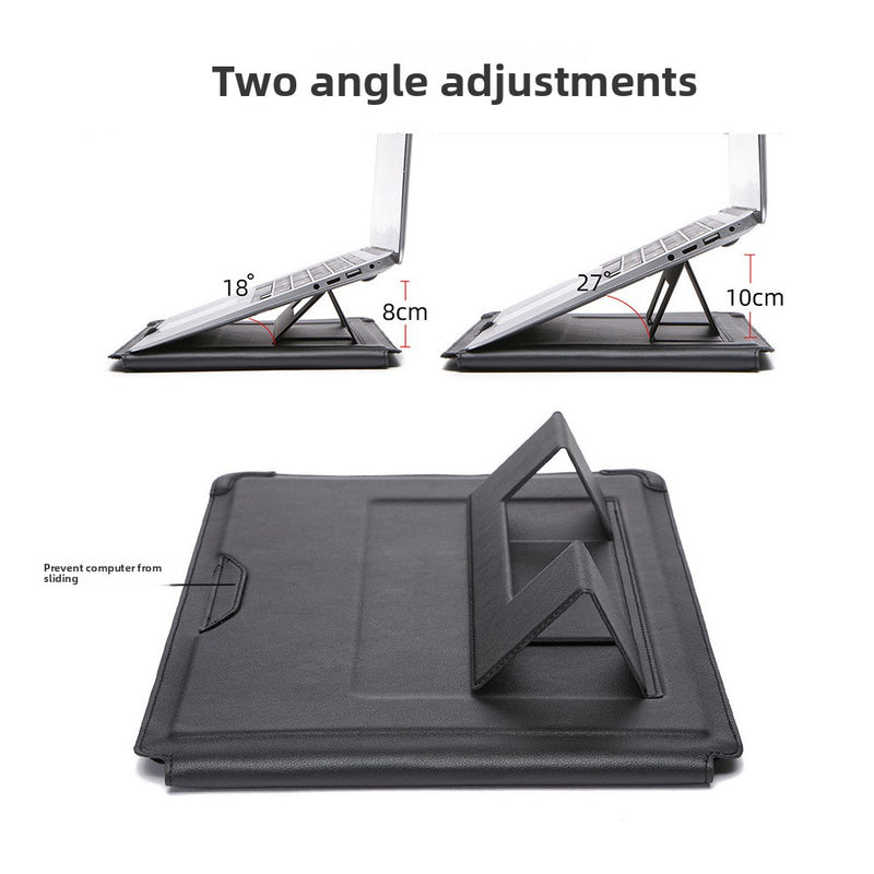 Faux Leather Laptop Sleeve with Stand — Protective Case & Cooling Stand for 12-16 Inch Laptops