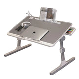 Adjustable Folding Desk with USB Port — Foldable Laptop Table with Storage Drawer & Bookshelf for Home Office Desk, Bed, Sofa & Small Spaces