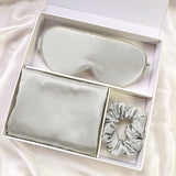 100% Mulberry Silk Sleep Set — Double-Sided Pillowcase, Eye Mask & Scrunchie for Hair, Skin & Deep Sleep