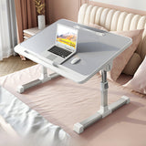 Adjustable Folding Desk with USB Port — Foldable Laptop Table with Storage Drawer & Bookshelf for Home Office Desk, Bed, Sofa & Small Spaces