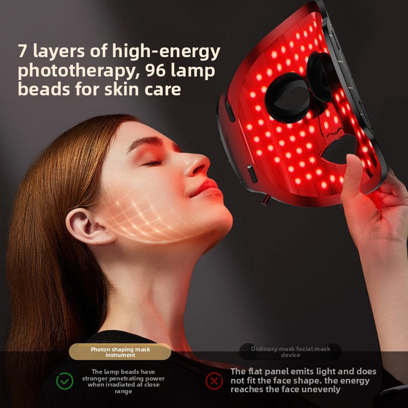 Silicone Photon LED Face Mask — Red & Blue Light Therapy for Skin Rejuvenation & Blemish Care