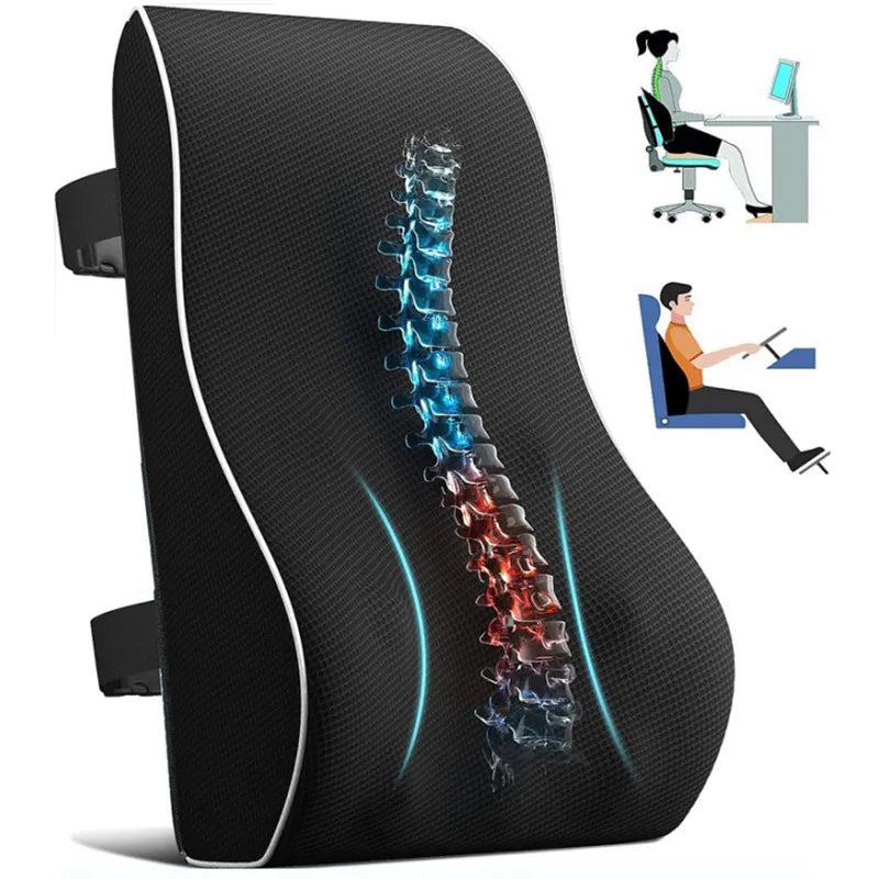 Lumbar support cushion strap attachment