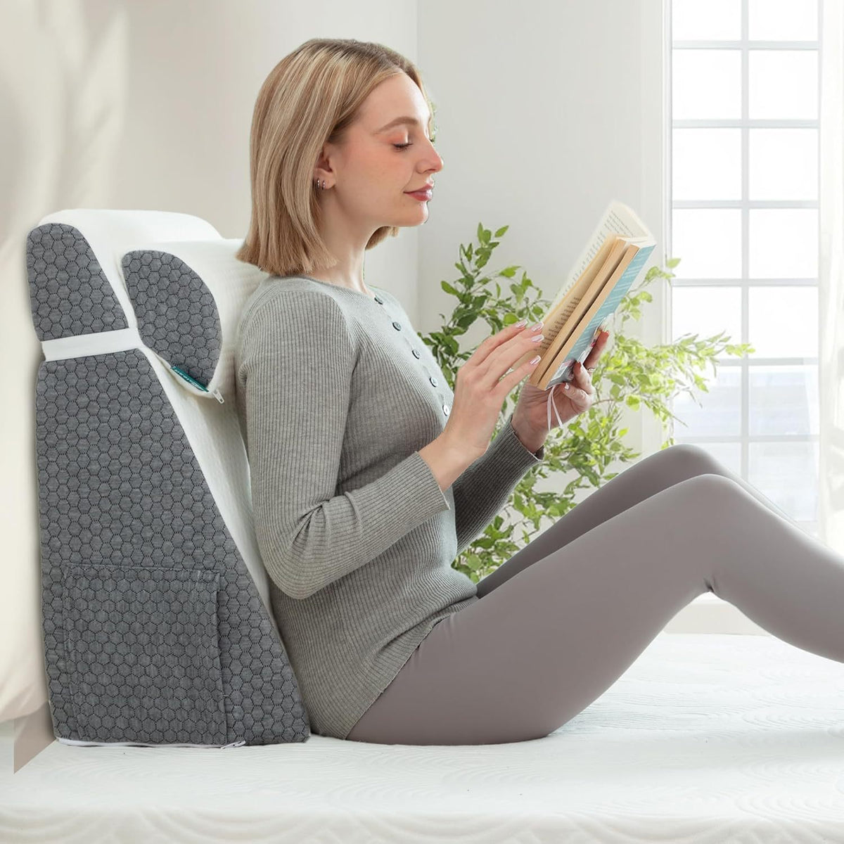 Memory Foam Wedge Support Pillow — 6-in-1 Incline for Acid Reflux, Snoring & Back Pain Relief