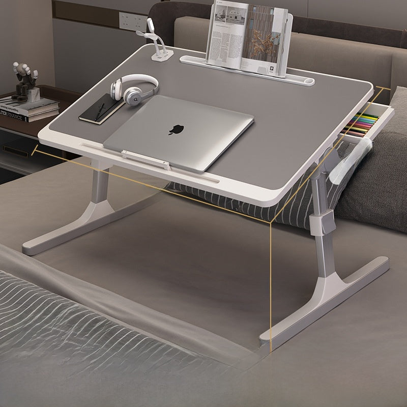Adjustable Folding Desk with USB Port — Foldable Laptop Table with Storage Drawer & Bookshelf for Home Office Desk, Bed, Sofa & Small Spaces