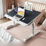 Adjustable Folding Desk with USB Port — Foldable Laptop Table with Storage Drawer & Bookshelf for Home Office Desk, Bed, Sofa & Small Spaces