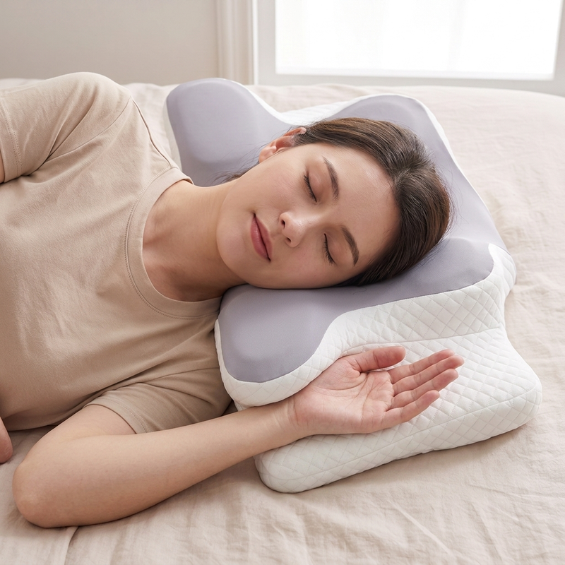 Memory Foam Butterfly Cervical Pillow - Ergonomic Neck & Shoulder Support for Side, Back & Stomach Sleepers