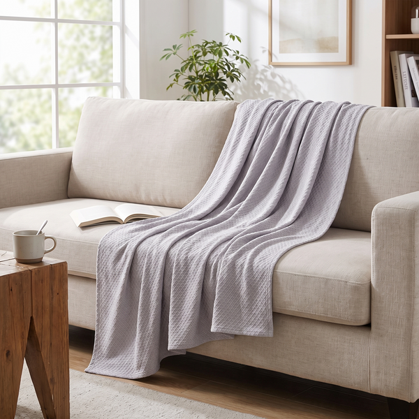 Bamboo Fiber Cooling Waffle Blanket — Lightweight Breathable Summer Throw for Hot Sleepers & Night Sweats