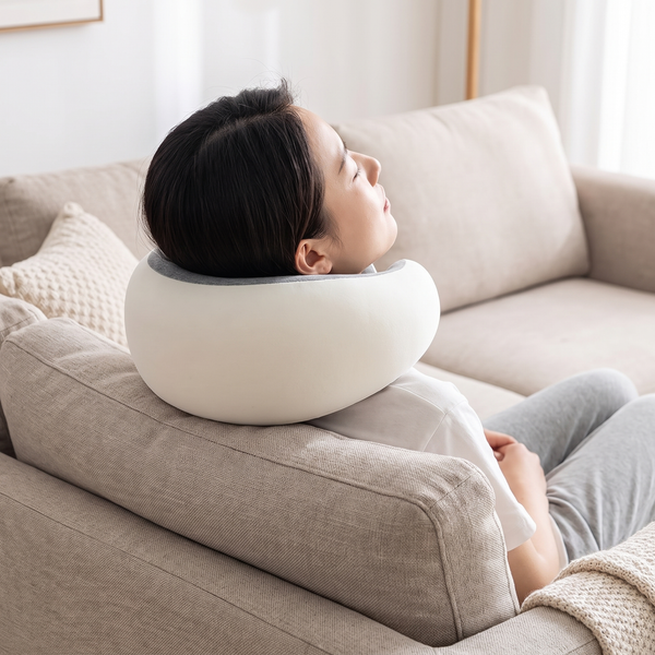 Memory Foam Travel Neck Pillow — 360° Ergonomic Support with Cool Modal Cover for Flights, Road Trips & Desk Naps
