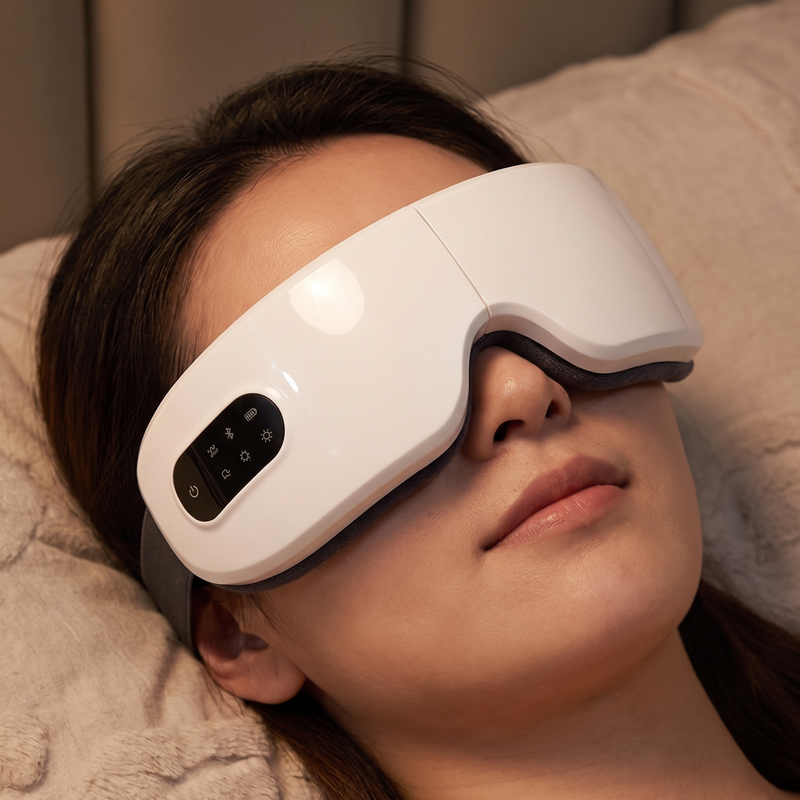 Bluetooth Heated Eye Massager — Warm Compress & Vibration Eye Mask for Screen Fatigue, Dry Eyes & Better Sleep